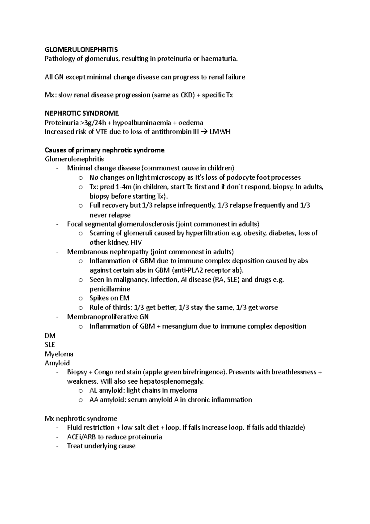 Finals notes on glomerulonephritis - GLOMERULONEPHRITIS Pathology of ...