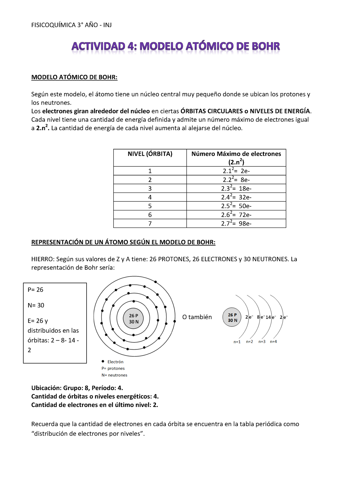 Actividad 4 Modelo De Bohr Modelo At”mico De Bohr Seg ̇n Este Modelo El ·tomo Tiene Un N 8265