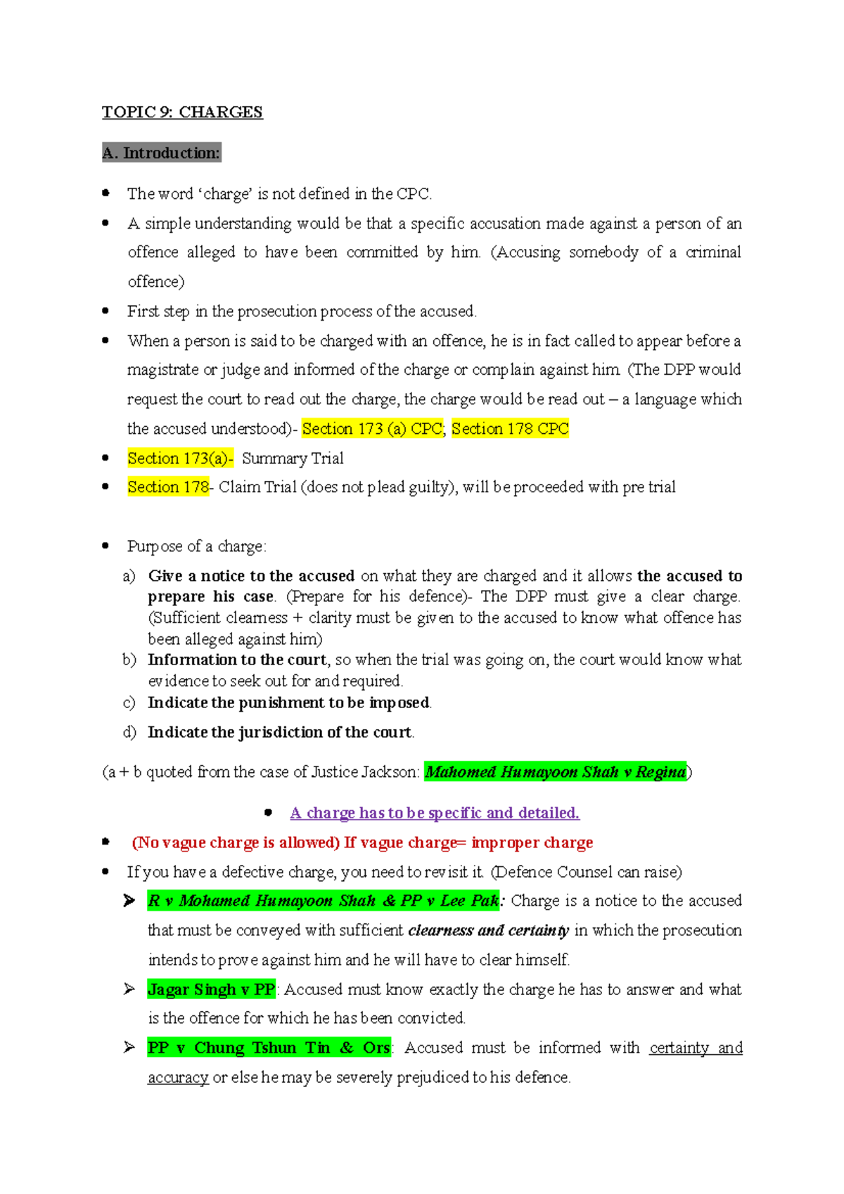 Topic 9 Charges TOPIC 9 CHARGES A Introduction The Word charge Is Not Defined In The CPC 