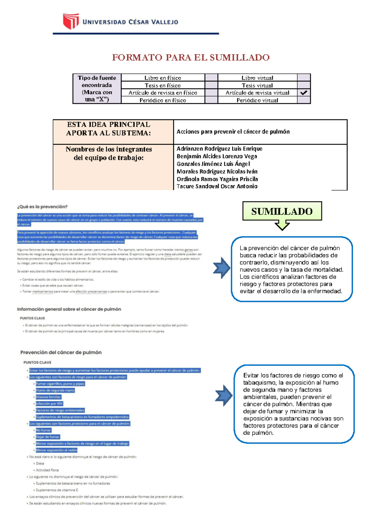 Formato PARA Sumillado - FORMATO PARA EL SUMILLADO Tipo de fuente ...