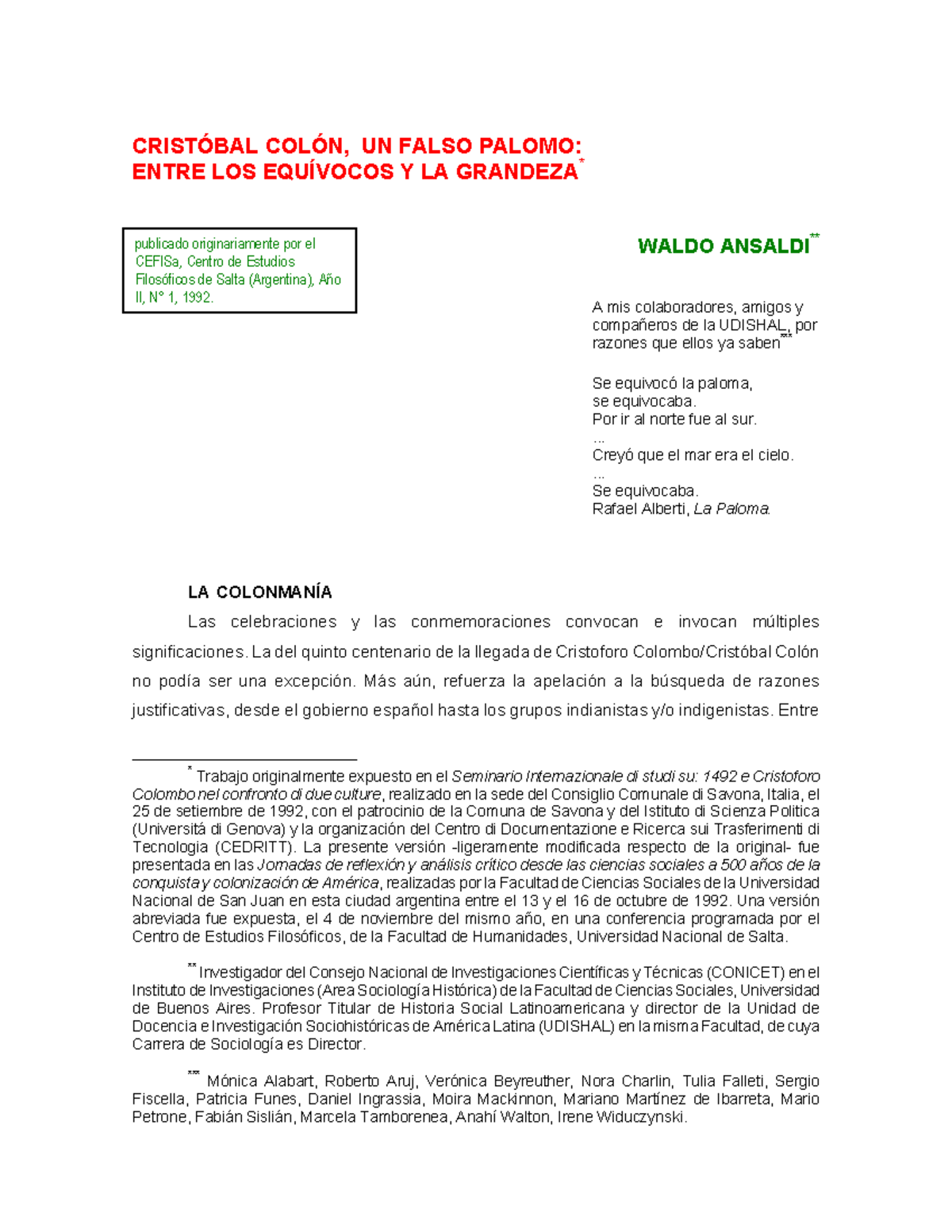 Patricia Martinez Instagram Mira Quien Salta Falso palomo - CRISTÓBAL COLÓN, UN FALSO PALOMO: ENTRE LOS EQUÍVOCOS Y LA  GRANDEZA* publicado - StuDocu