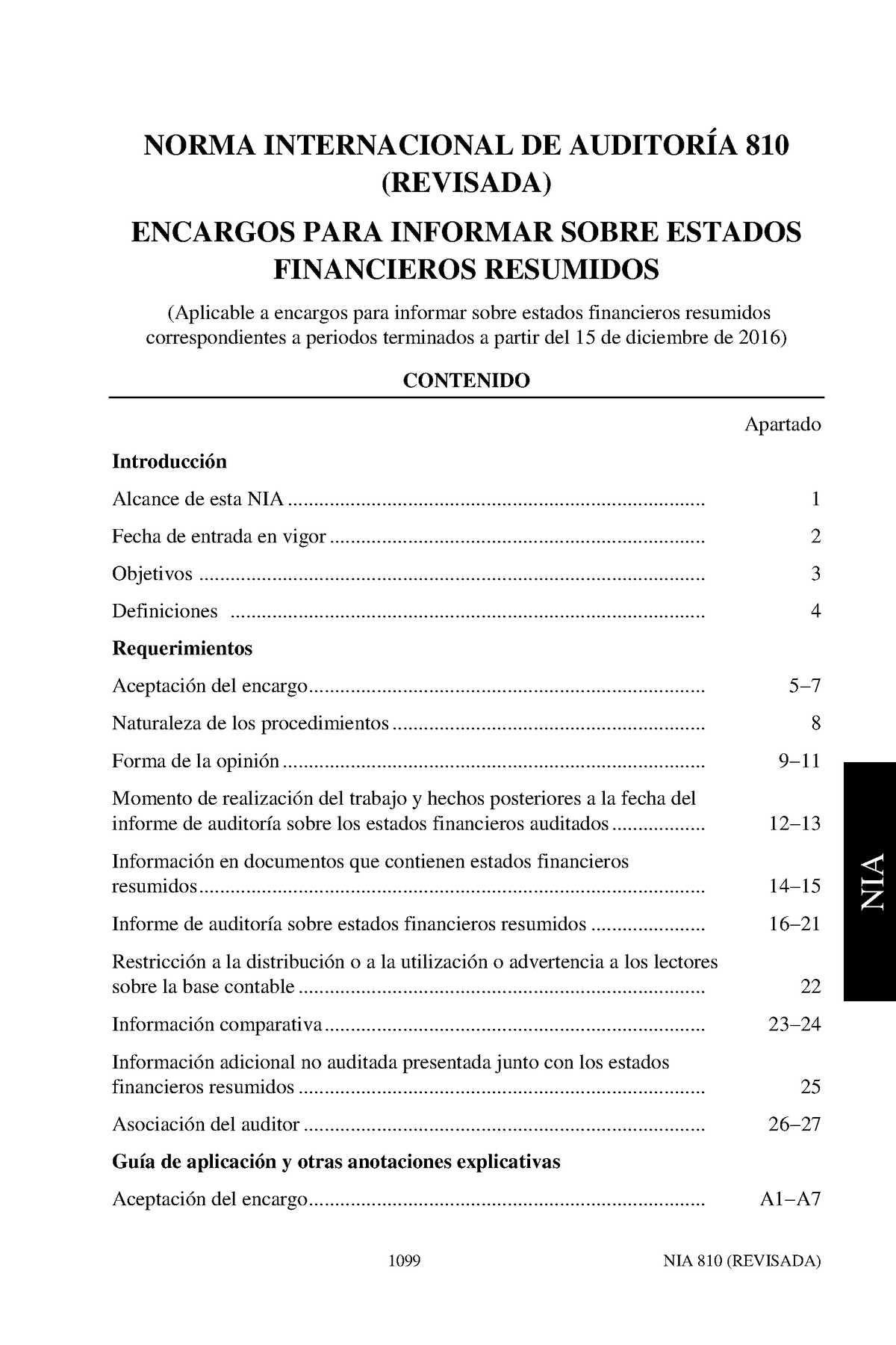 Nia 810 Resumen Nia Norma Internacional De AuditorÍa 810 Revisada Encargos Para Informar 2205