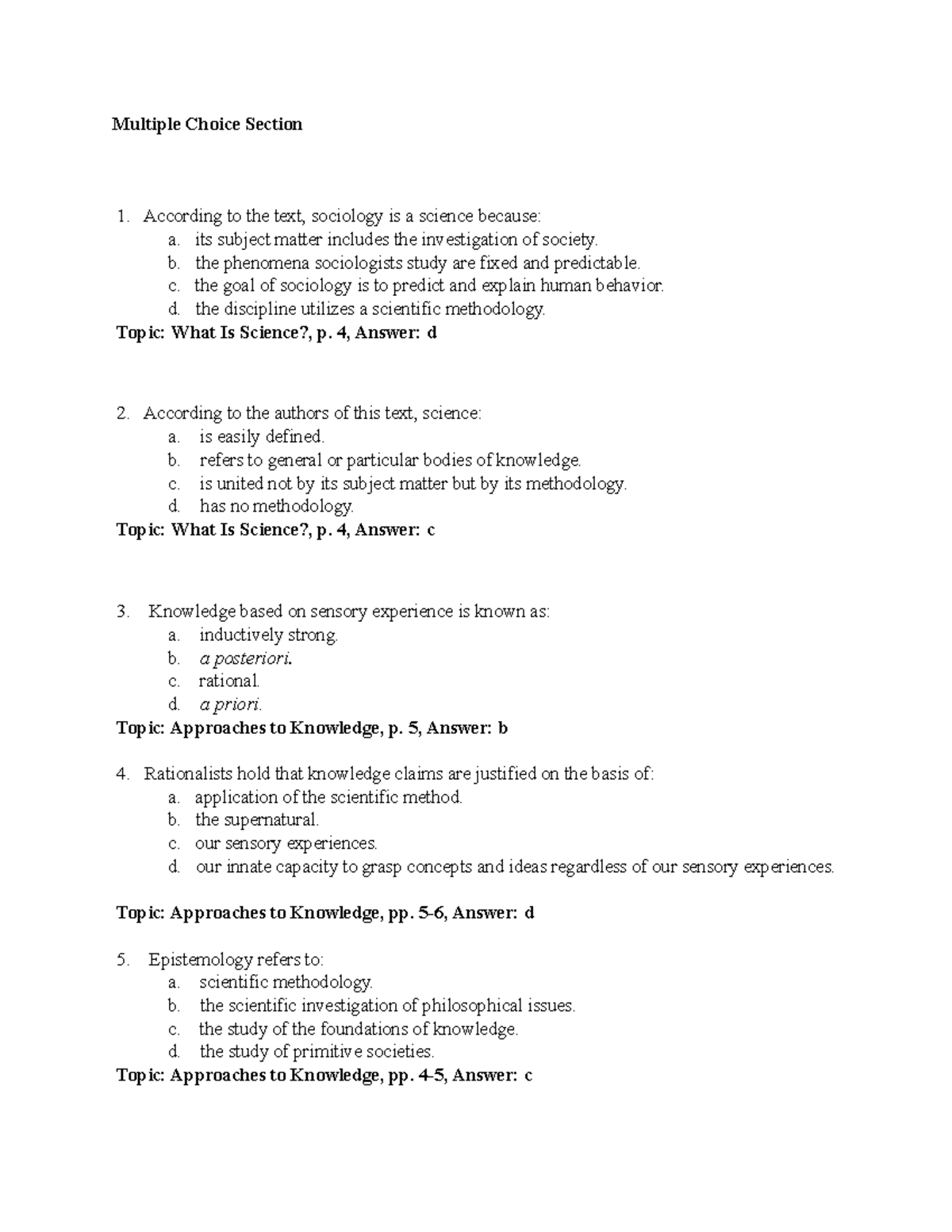 Testbank Ch01 - Research Method Textbook First Two Chapters Practice ...