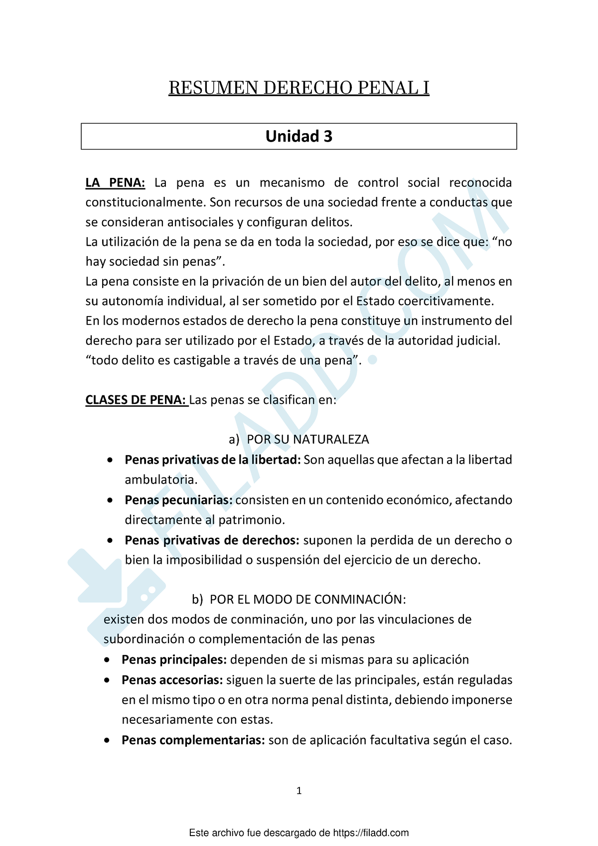 Resumen Derecho Penal I - Unidad 3 - 1 RESUMEN DERECHO PENAL I Unidad 3 ...