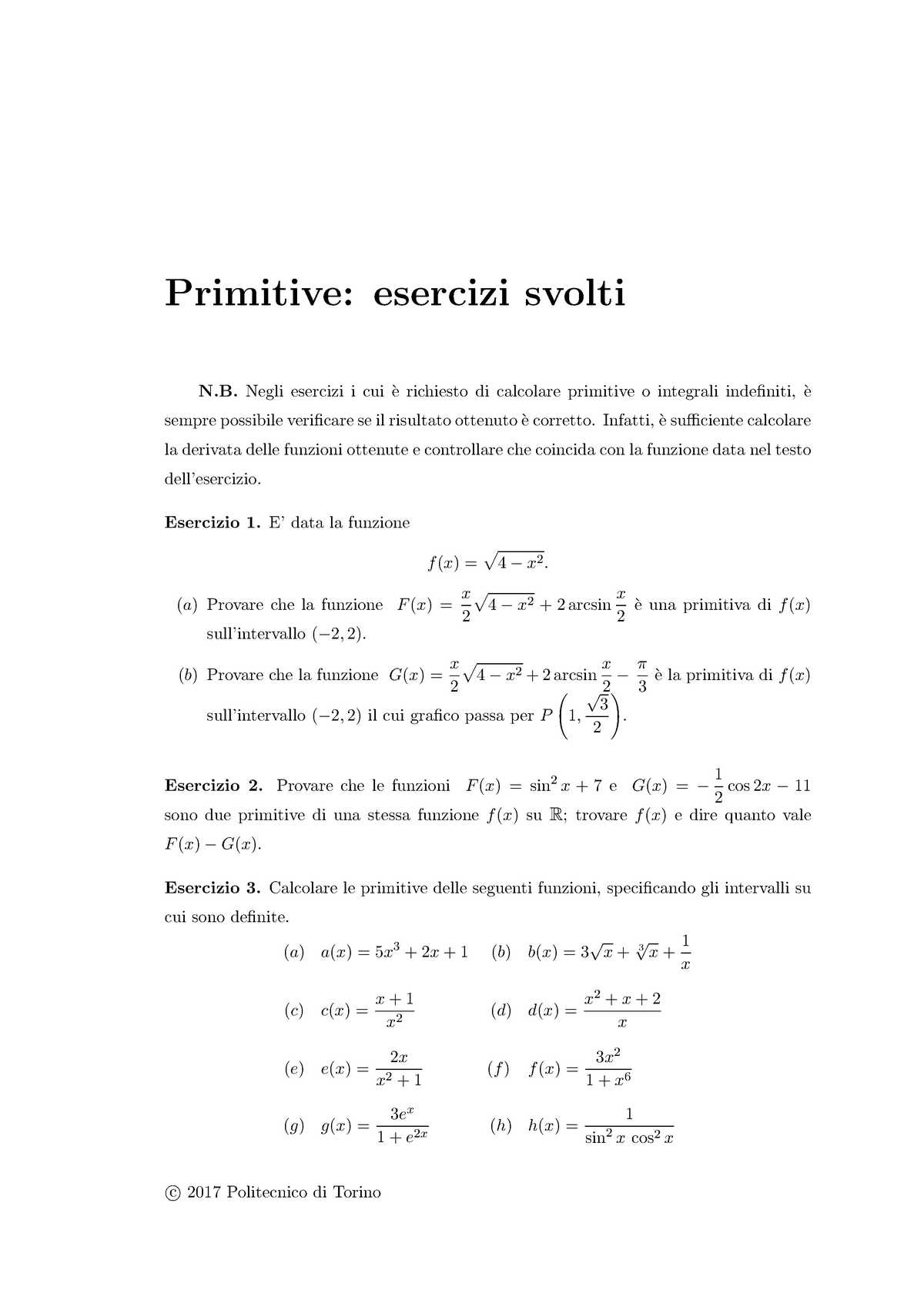 Esercizi Svolti - Appunti - N.B Esercizi I Cui E Richiesto Di Calcolare ...