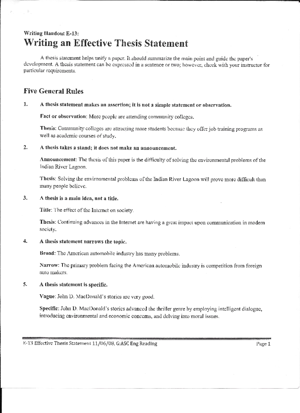 Writing an Effective Thesis Statement - It should summarize the main ...
