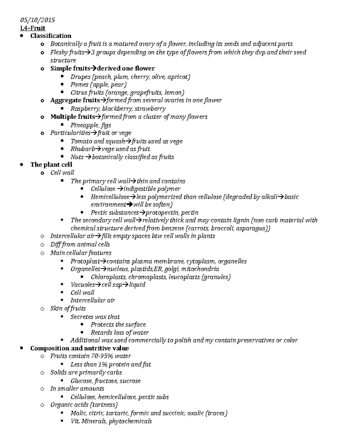 L4-Fruits - Lecture notes 4 - 05/10/2015 L4-Fruit Classification o ...