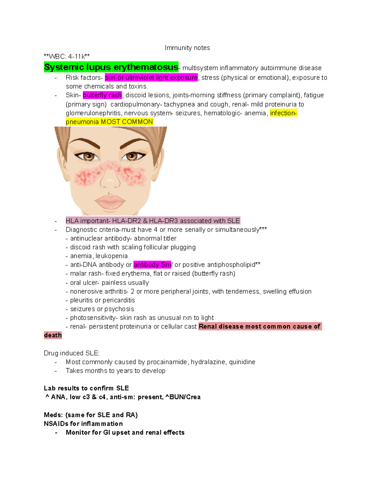 Immunity notes - Immunity notes WBC: 4-11k Systemic lupus erythematosus ...