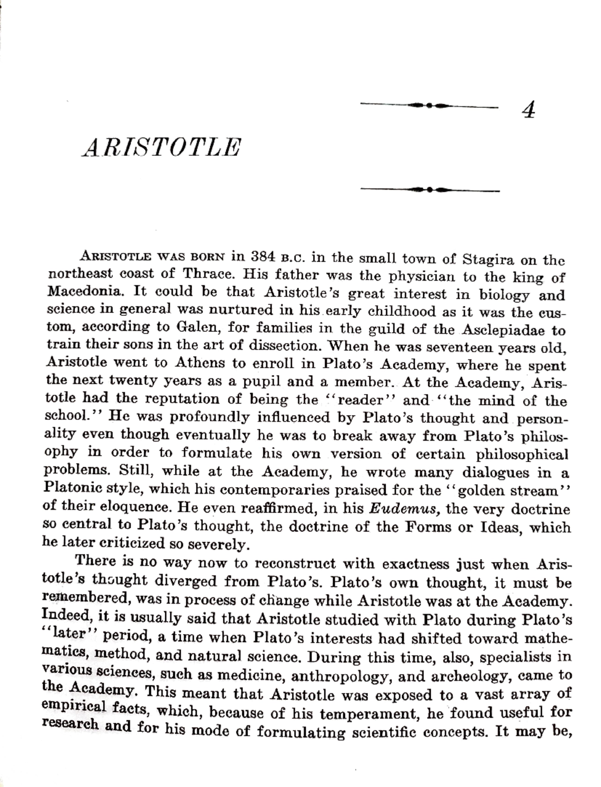 Aristotle - ####### 4 ARISTOTLE ARISTOTLE WAS BORN in 384 B. in the ...