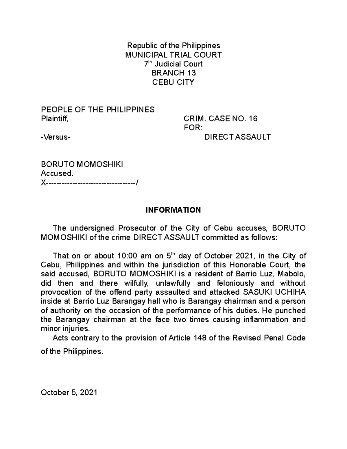 Information-affidavits-other-evidence - Republic of the Philippines ...