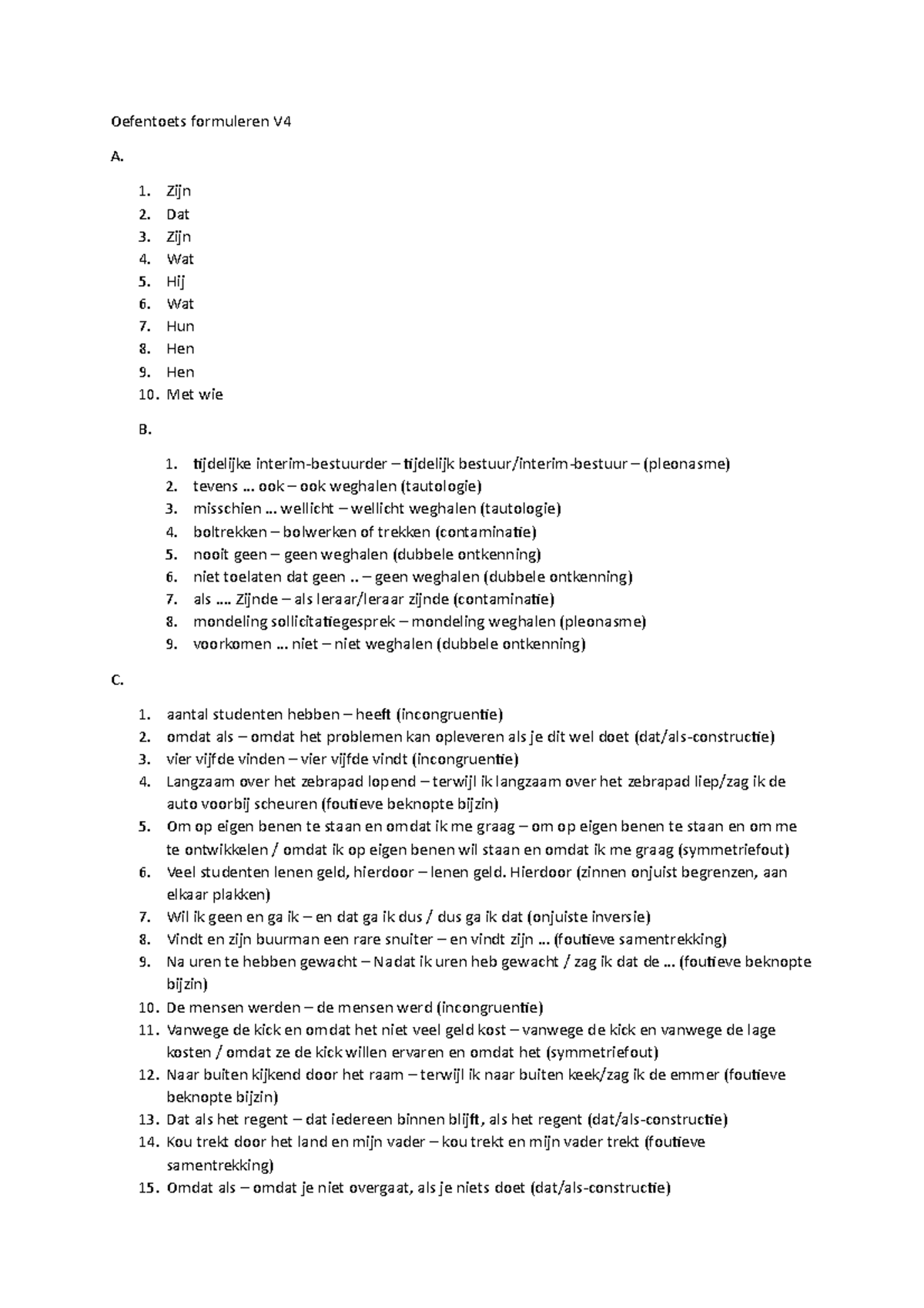 Antwoorden-oefentoets-2022 - Oefentoets Formuleren V A. Zijn Dat Zijn ...