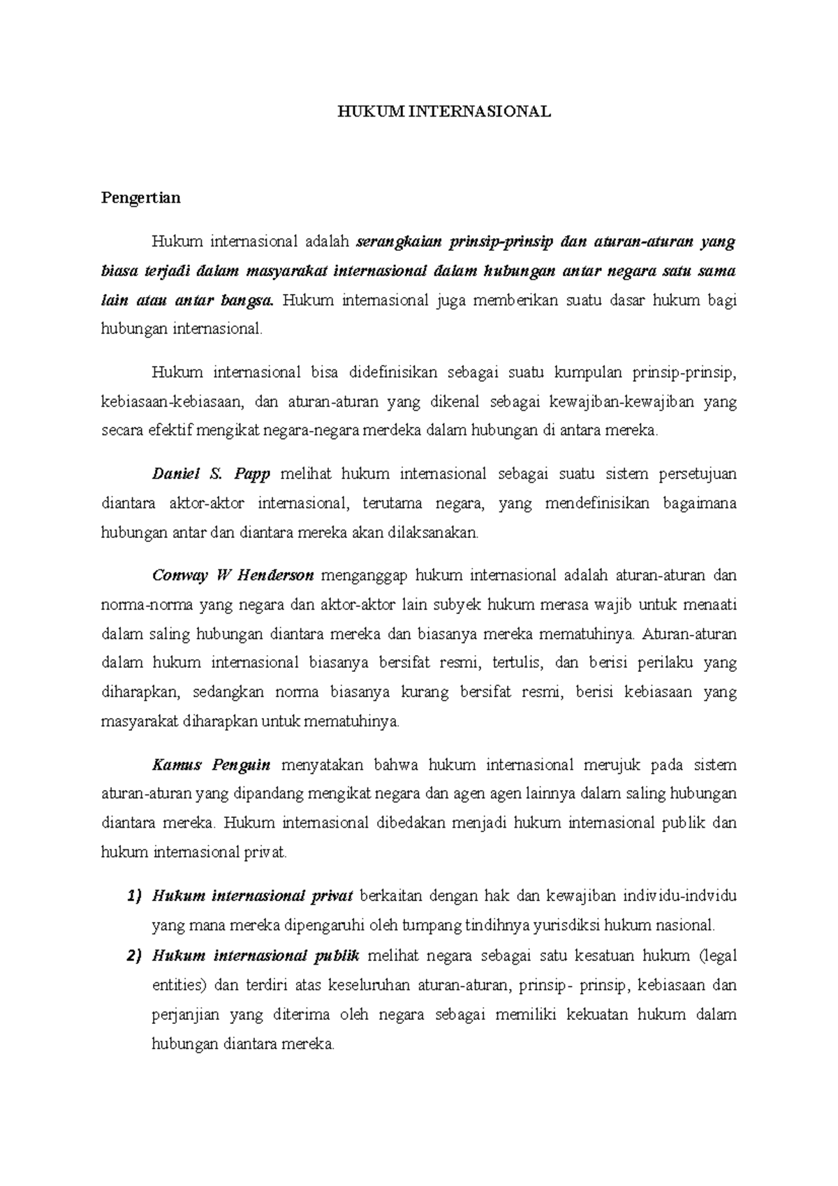 Resume PIHI Pengertian Hukum Internasional - HUKUM INTERNASIONAL ...