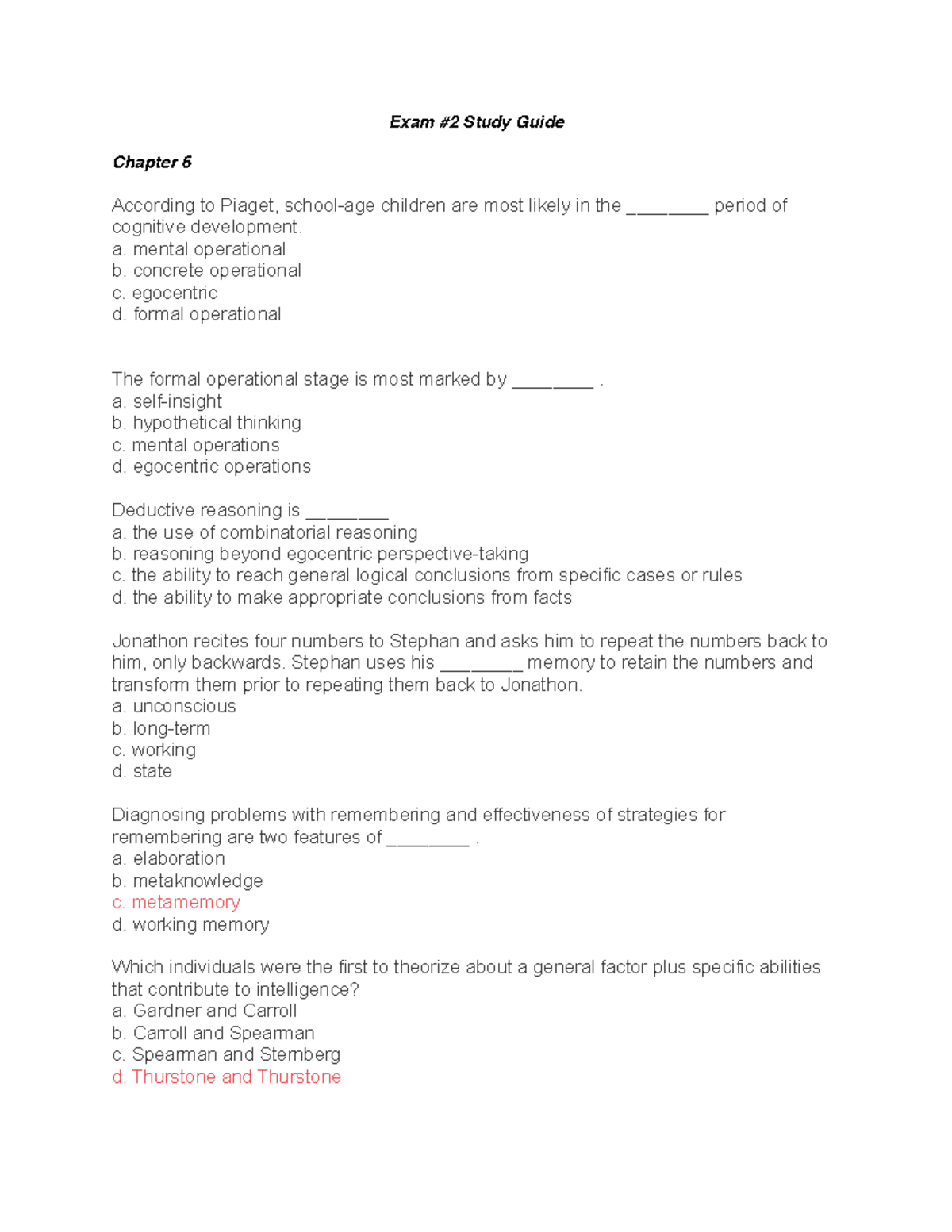 Exam #2 Study Guide Psy 230 - Exam Study Guide Chapter 6 According to ...