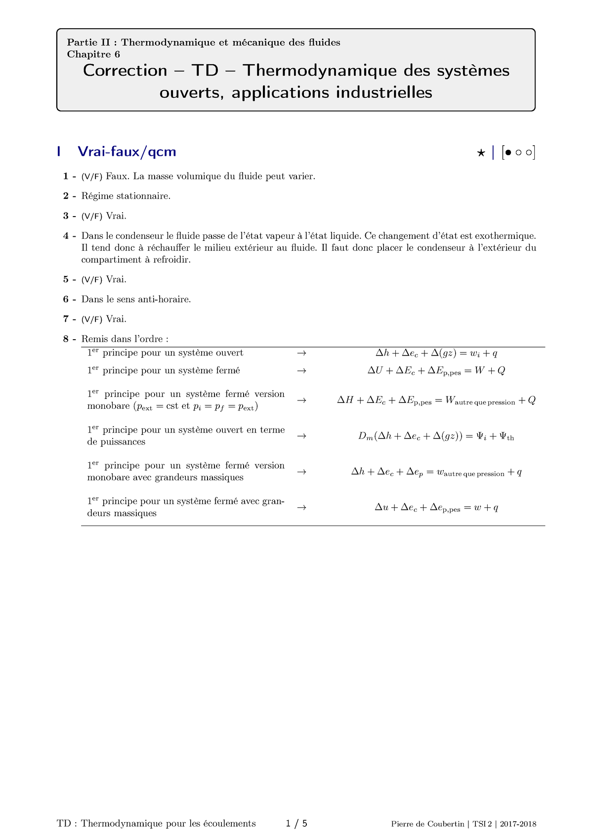 Correction TD Thermodynamique Des Systemes - Partie II ...