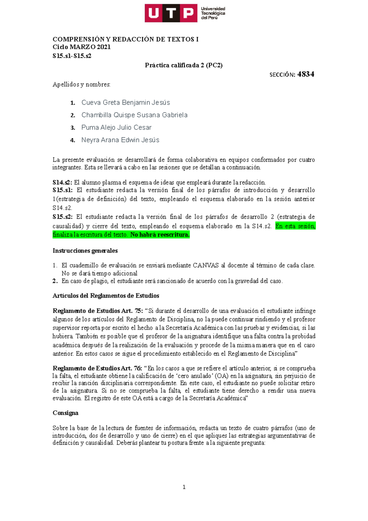 S15.s1.s2 Material De Evaluación PC2- Cuadernillo. Marzo 2021-1 ...