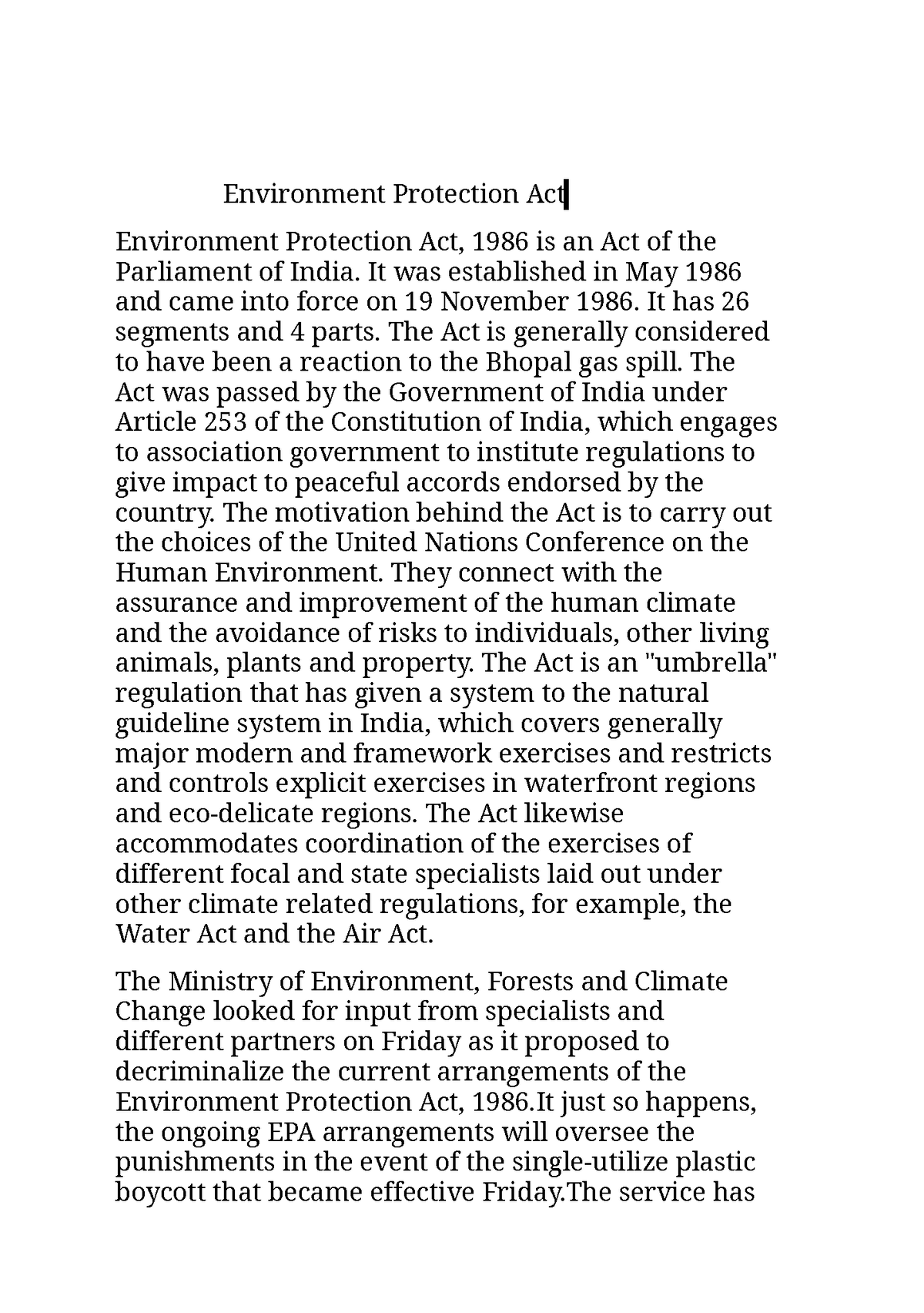 essay on environment protection act 1986