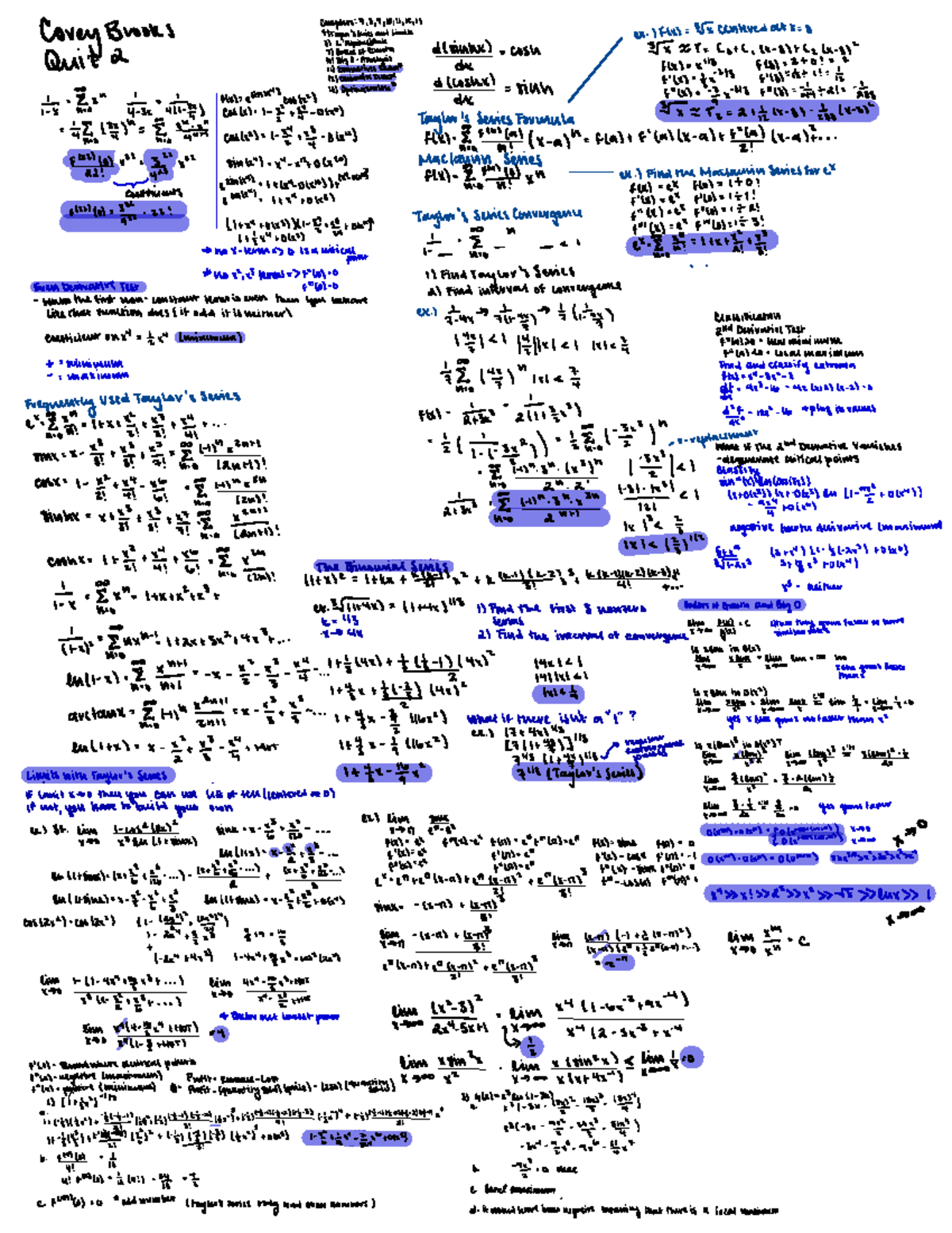 Quiz 2 Notes Sheet - ####### Chapters : 7,819,10111 , 12, Very BWOUS ...