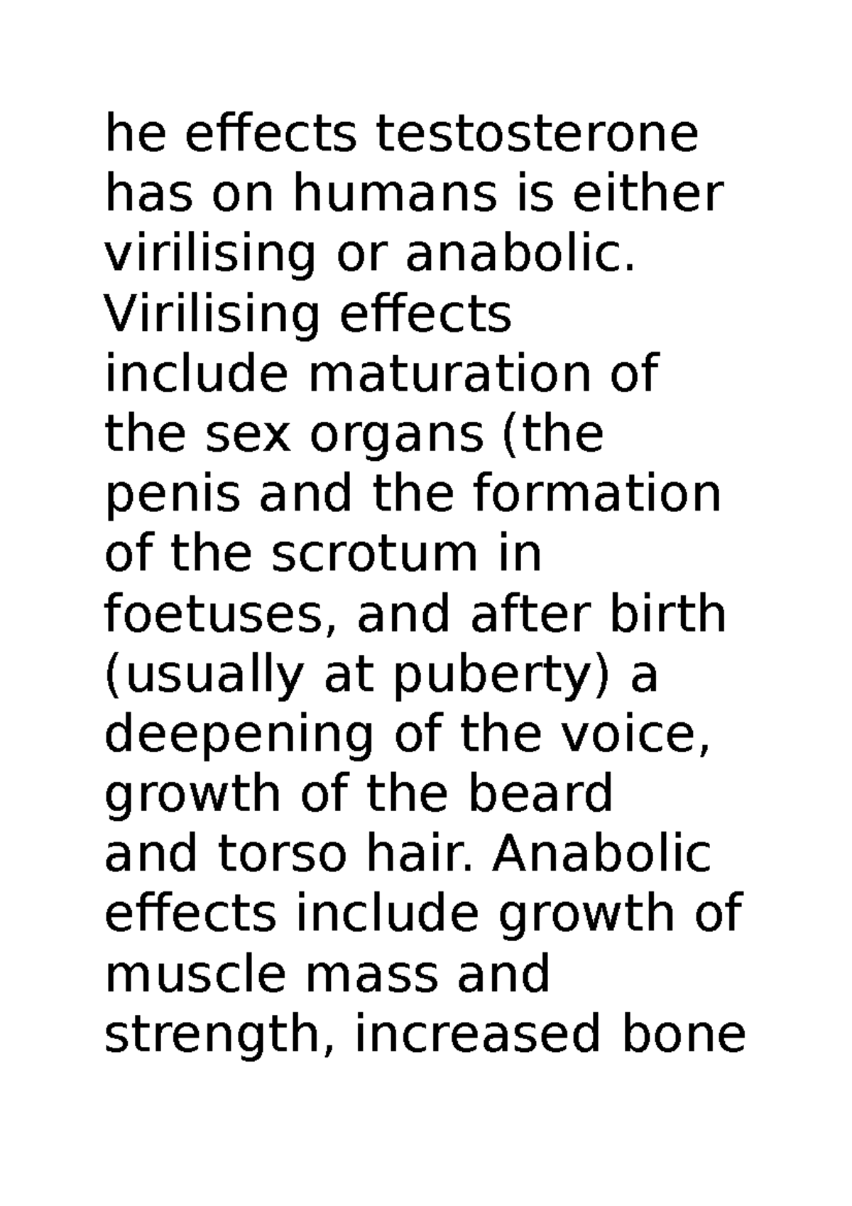 Fertility - notes from lecture - he effects testosterone has on humans ...