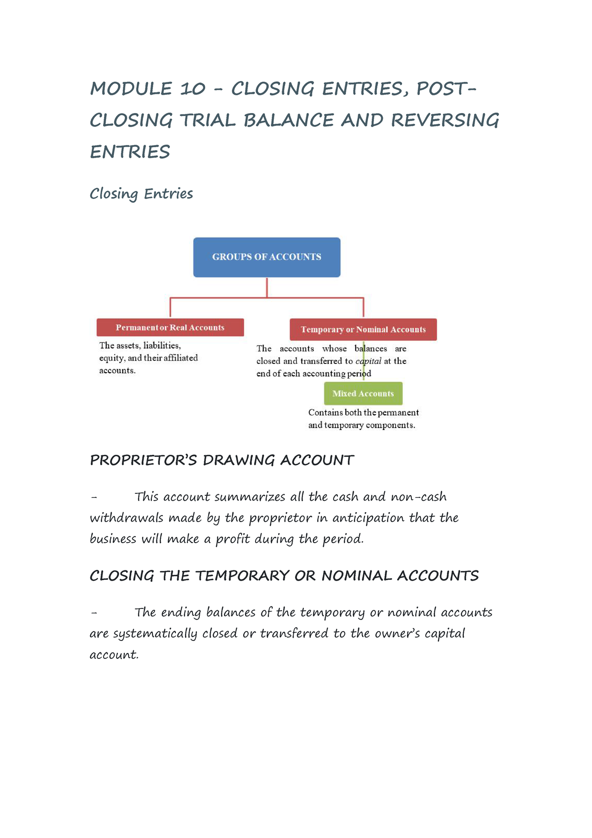 Module 10 - Lecture Notes 10 - MODULE 10 - CLOSING ENTRIES, POST ...