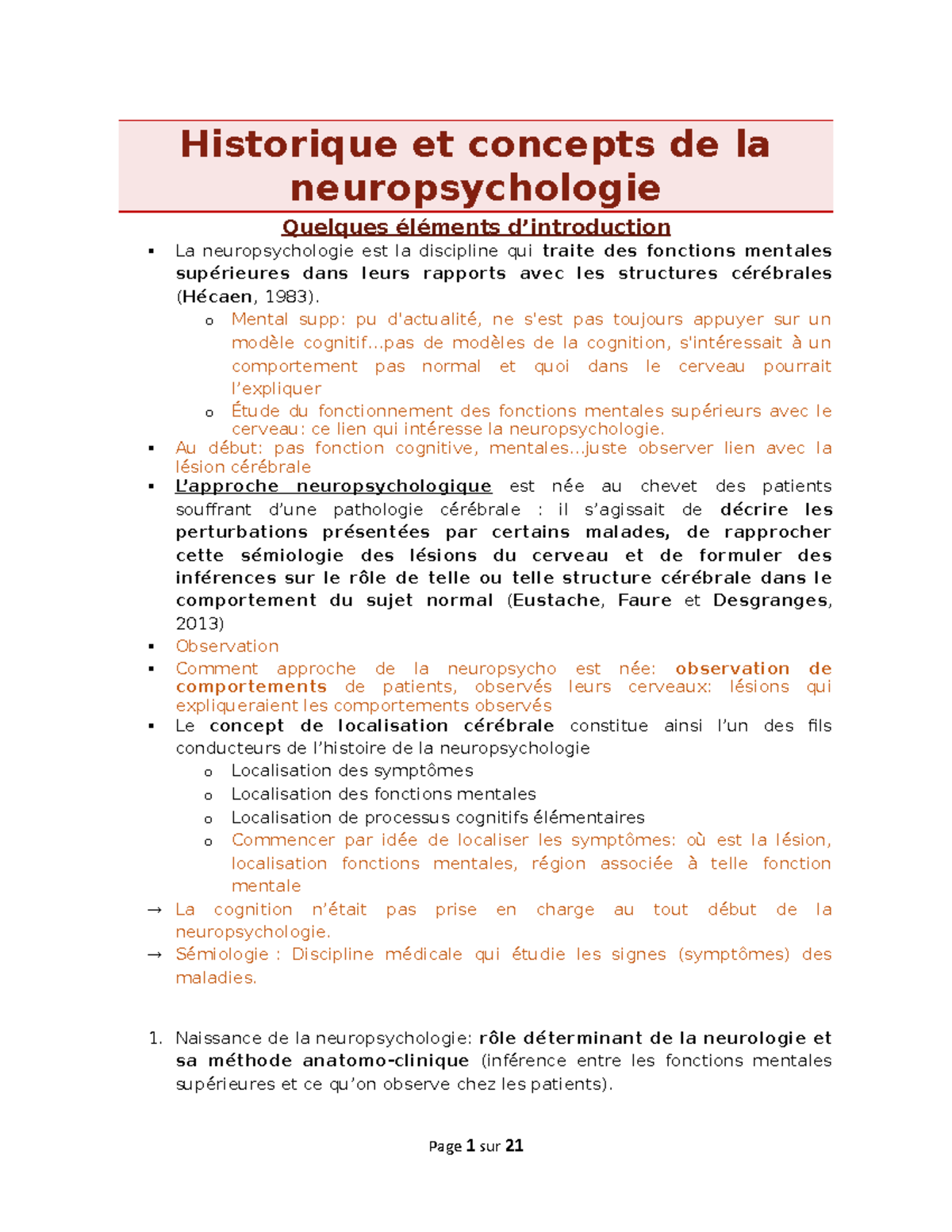 Historiques Et Concepts De La Neuropsychologie - Historique Et Concepts ...