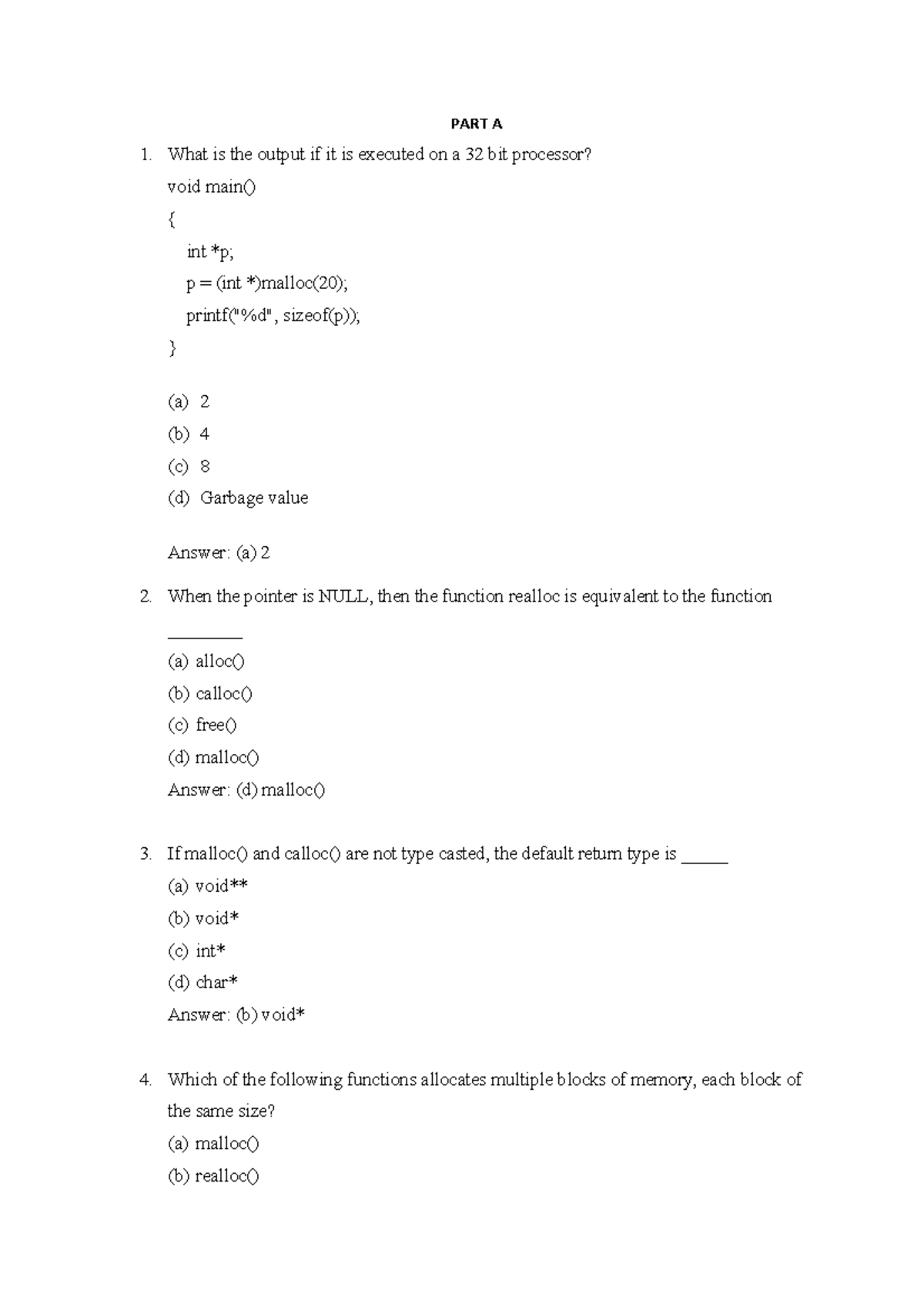 dynamic-memory-allocations-qb-part-a-what-is-the-output-if-it-is