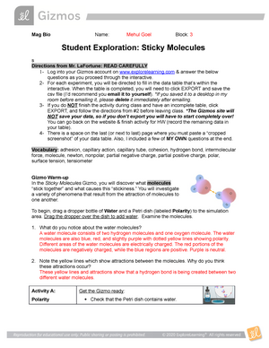 Student Exploration Polarity And Intermolecular Forces ...