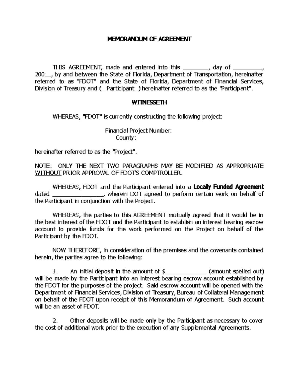 Moa - Moa - MEMORANDUM OF AGREEMENT THIS AGREEMENT, made and entered ...