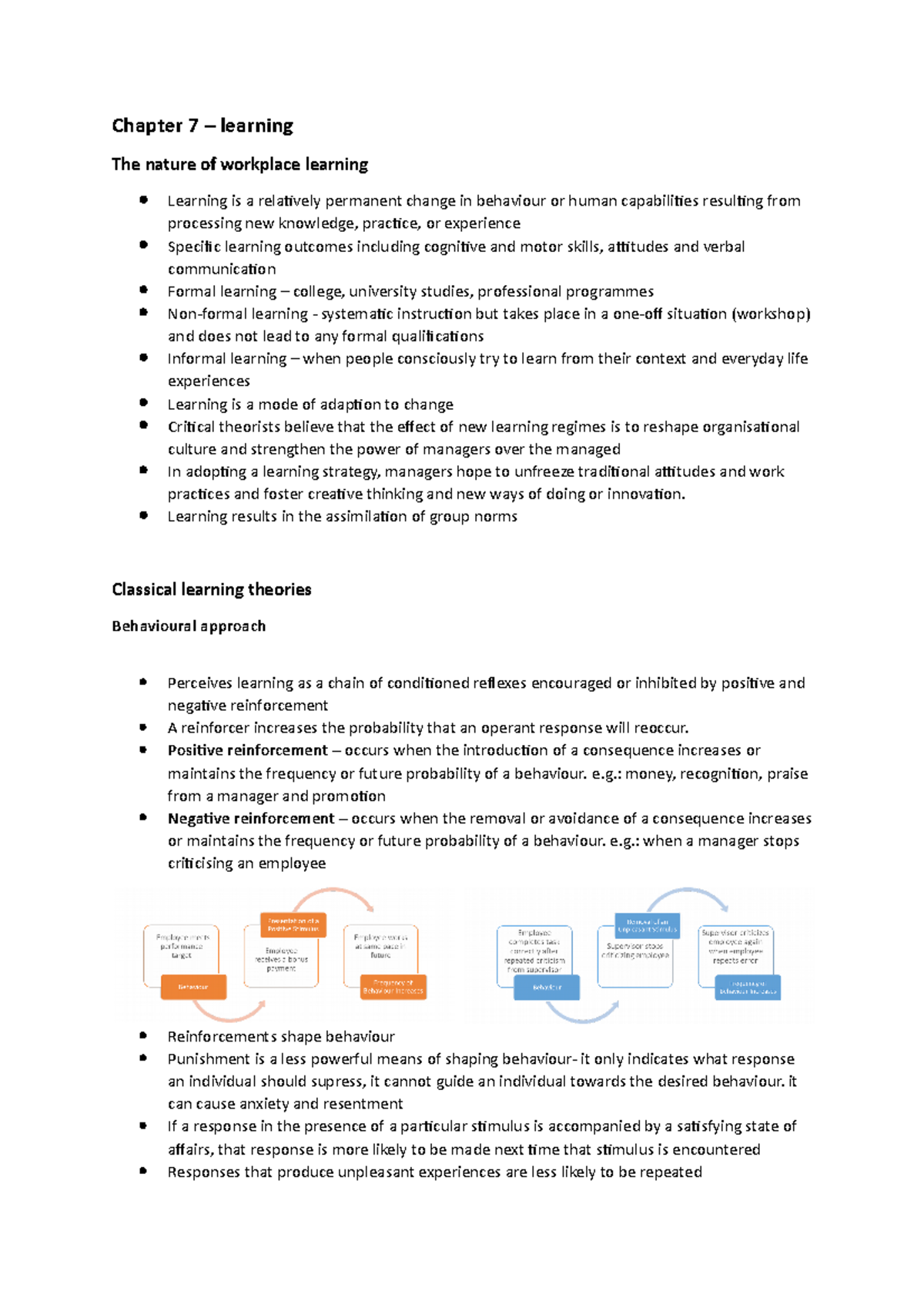 Chapter 7 - Learning - BUS127 - QUB - Studocu