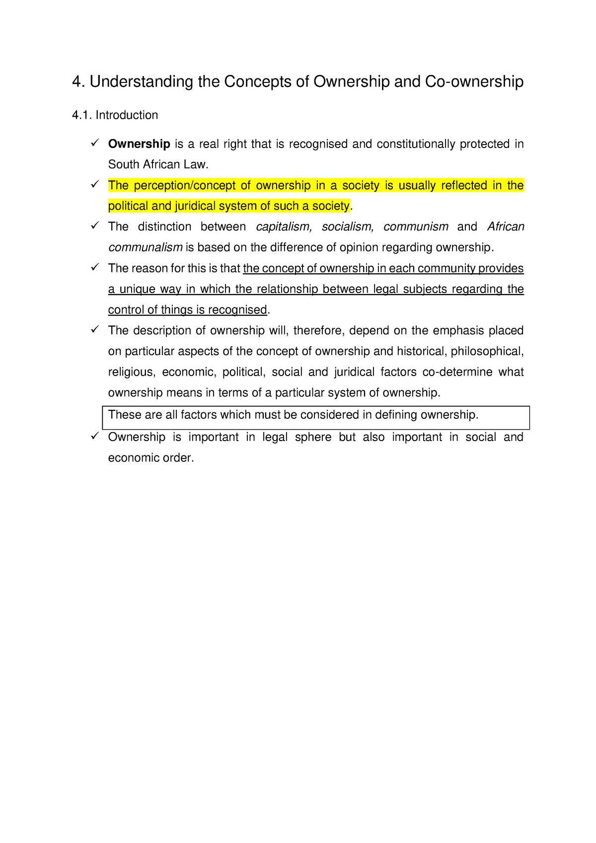 Chapter 4 Notes - Unit 3 - 4. Understanding The Concepts Of Ownership ...