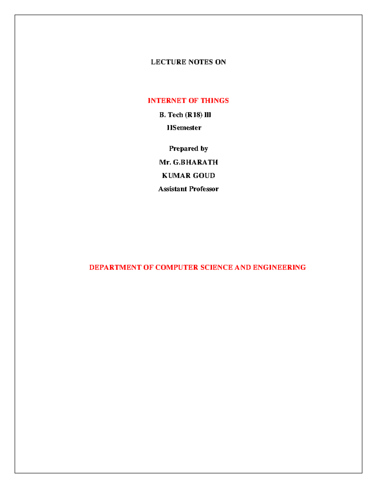 IOT Lecture Notessss - it has lot of information - LECTURE NOTES ON ...