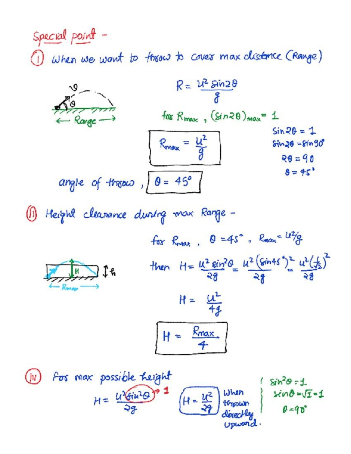 Physics - Projectile Motion Notes IIT-JEE NEET Hand Written Notes ...