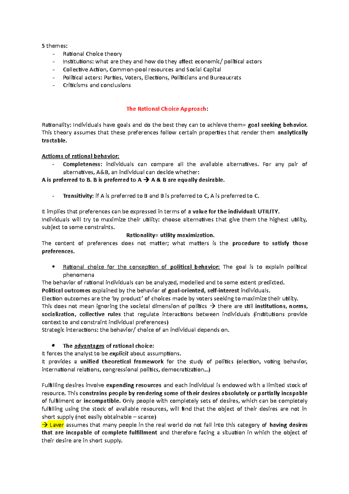 Rationality in Politics (Laver chap2) - 5 themes: - Rational Choice ...