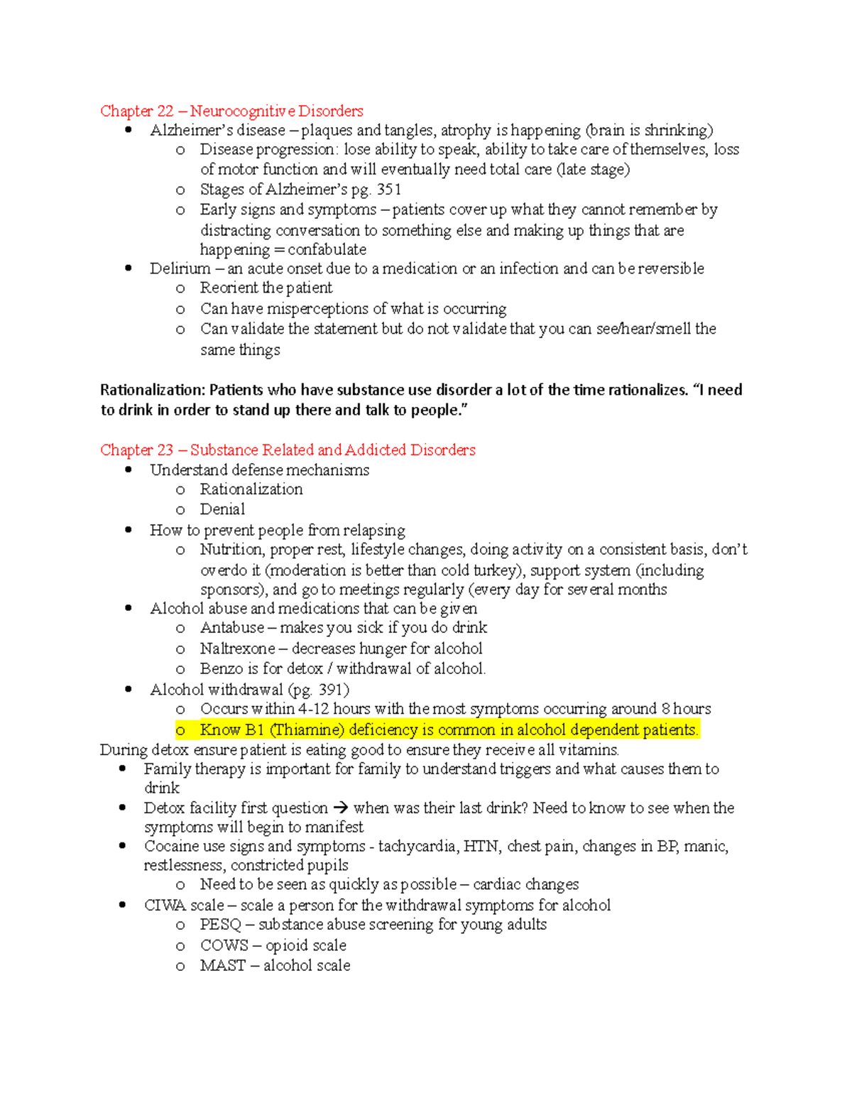 Exam 2 Review - Exam 2 Concept Guides - Chapter 22 – Neurocognitive ...