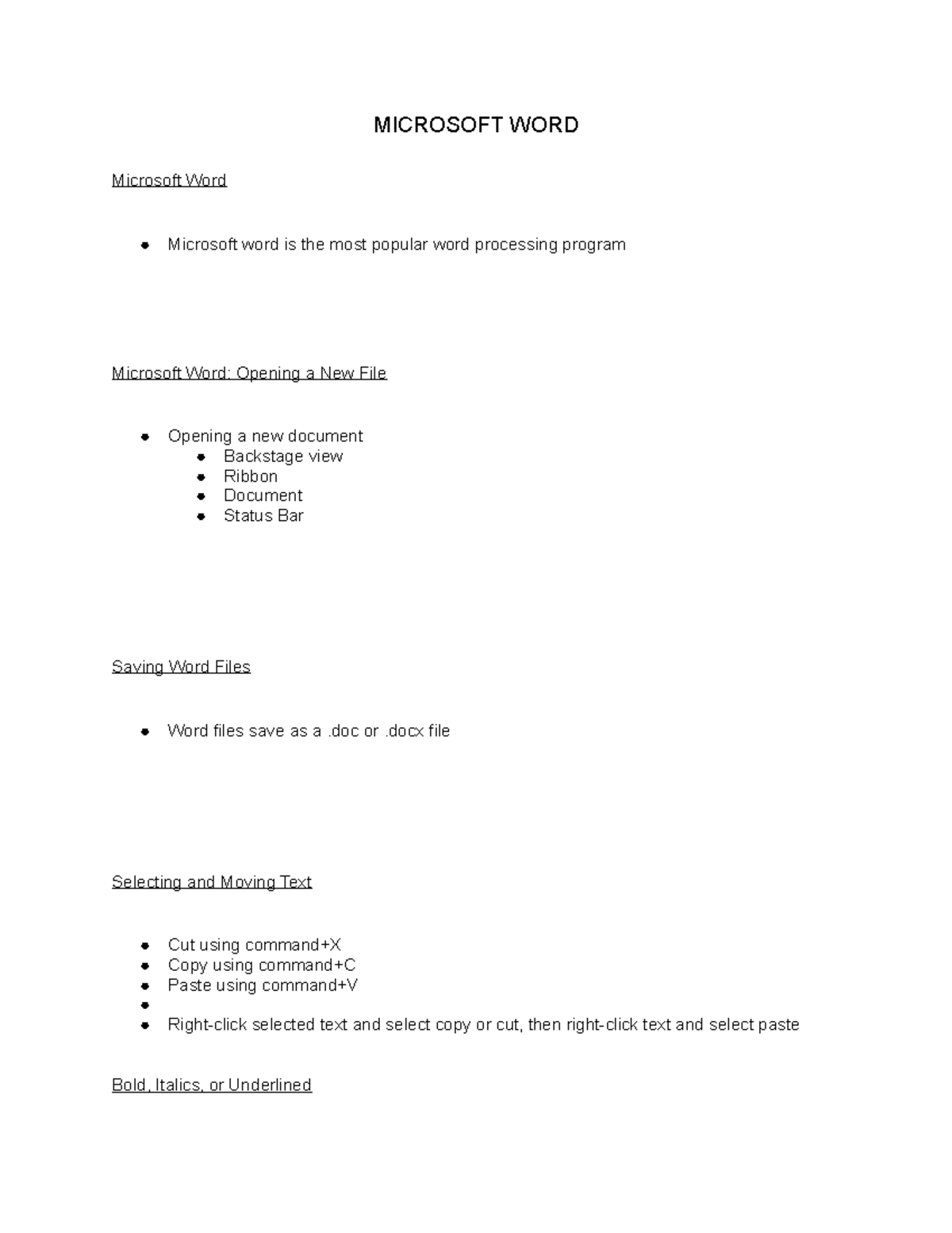 Computer Applications Notes 3 Microsoft Word Part 1 - MICROSOFT WORD ...