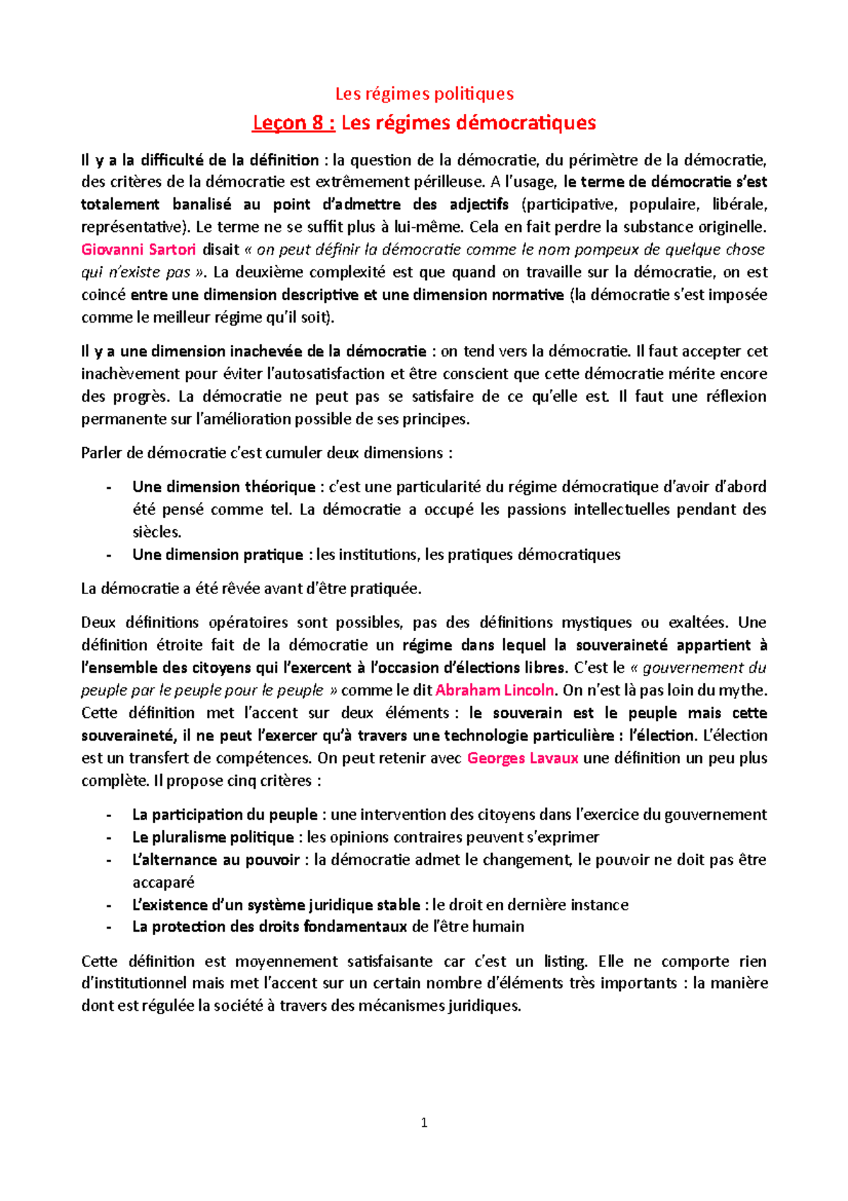 Les Régimes Démocratiques - Les Régimes Politiques Leçon 8 : Les ...