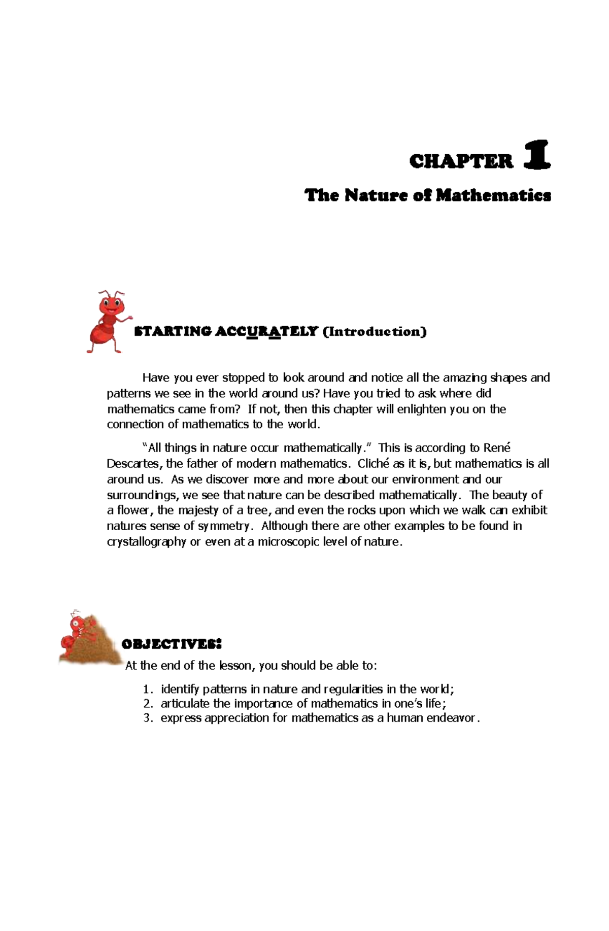 Chapter 1 Lesson 1 Mathematics - STARTING ACCURATELY (Introduction ...