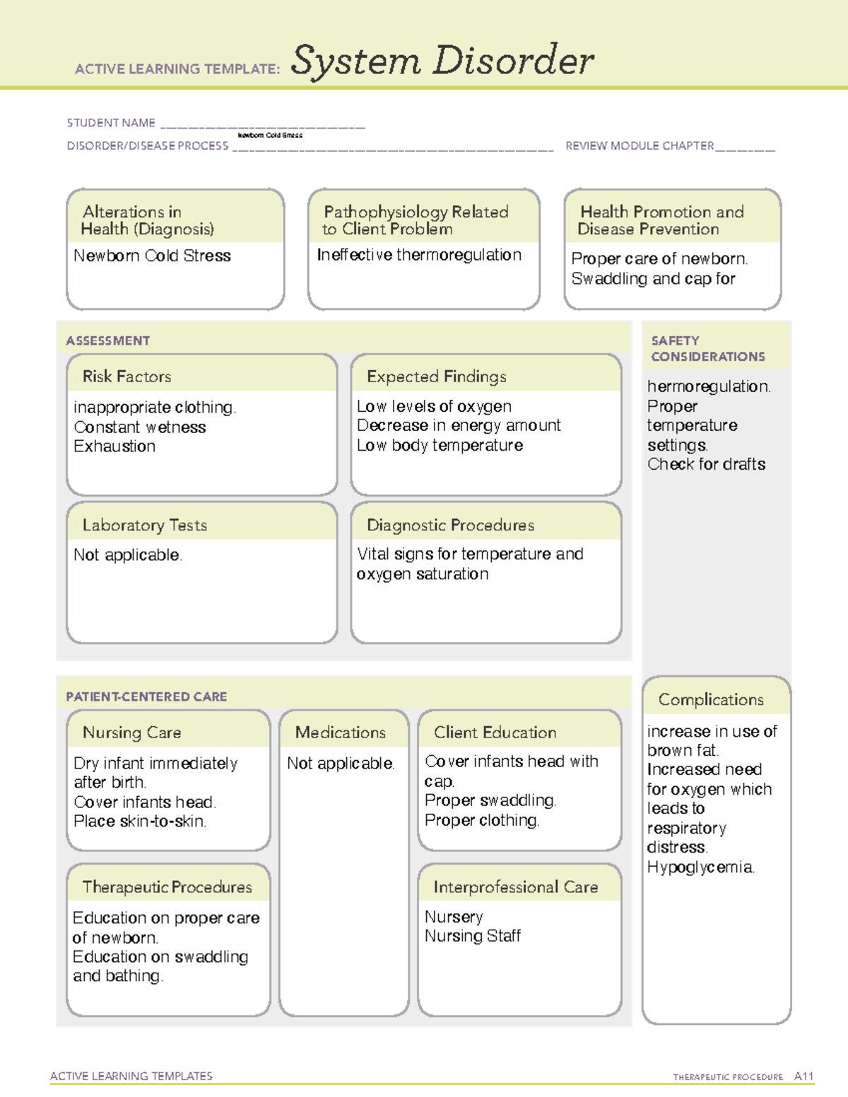 Newborn Cold Stress - ATI Active Learning Templet - ACTIVE LEARNING ...