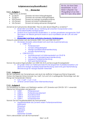 Baustoffkunde 2 Zusammenfassung - Baustoffkunde 2 Bindemittel ...