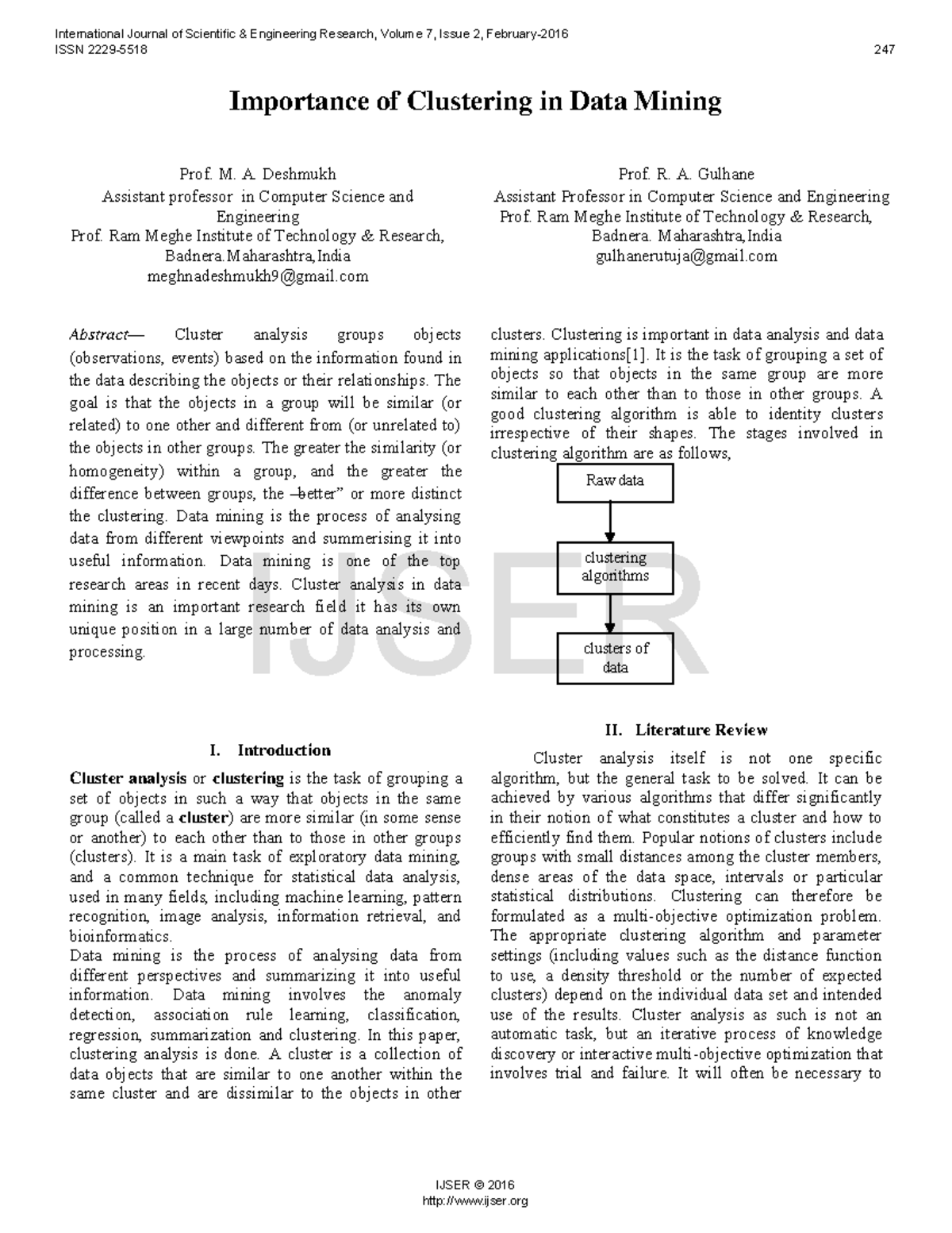 Importance of Clustering in Data Mining - M. A. Deshmukh Assistant ...