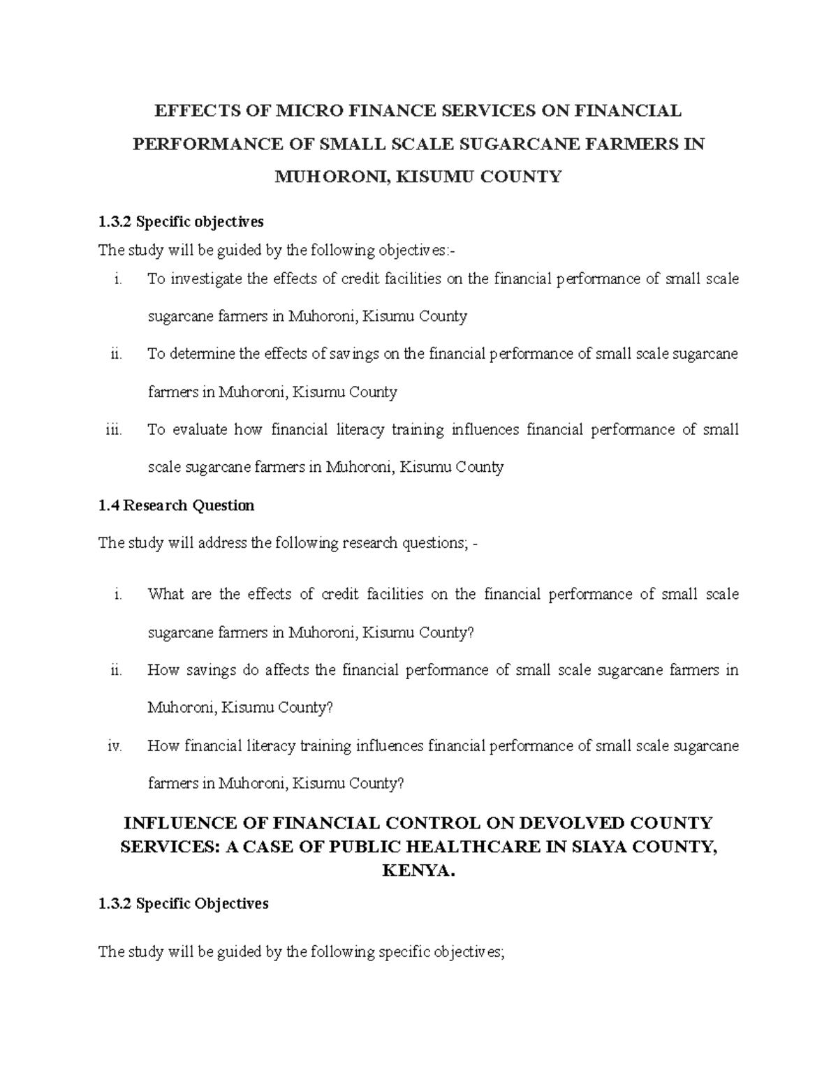 Topics F - Writting - EFFECTS OF MICRO FINANCE SERVICES ON FINANCIAL ...