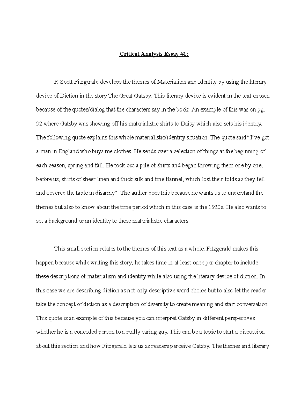 the great gatsby essay nick