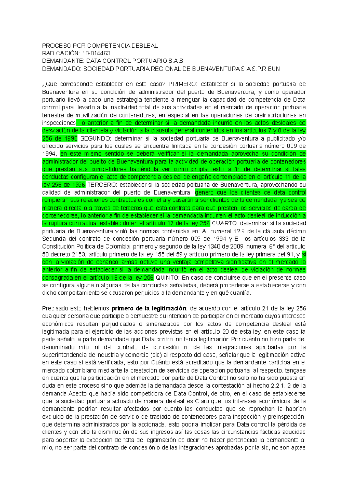 Sentencia 18-14463 - PROCESO POR COMPETENCIA DESLEAL RADICACIÓN: 18 ...