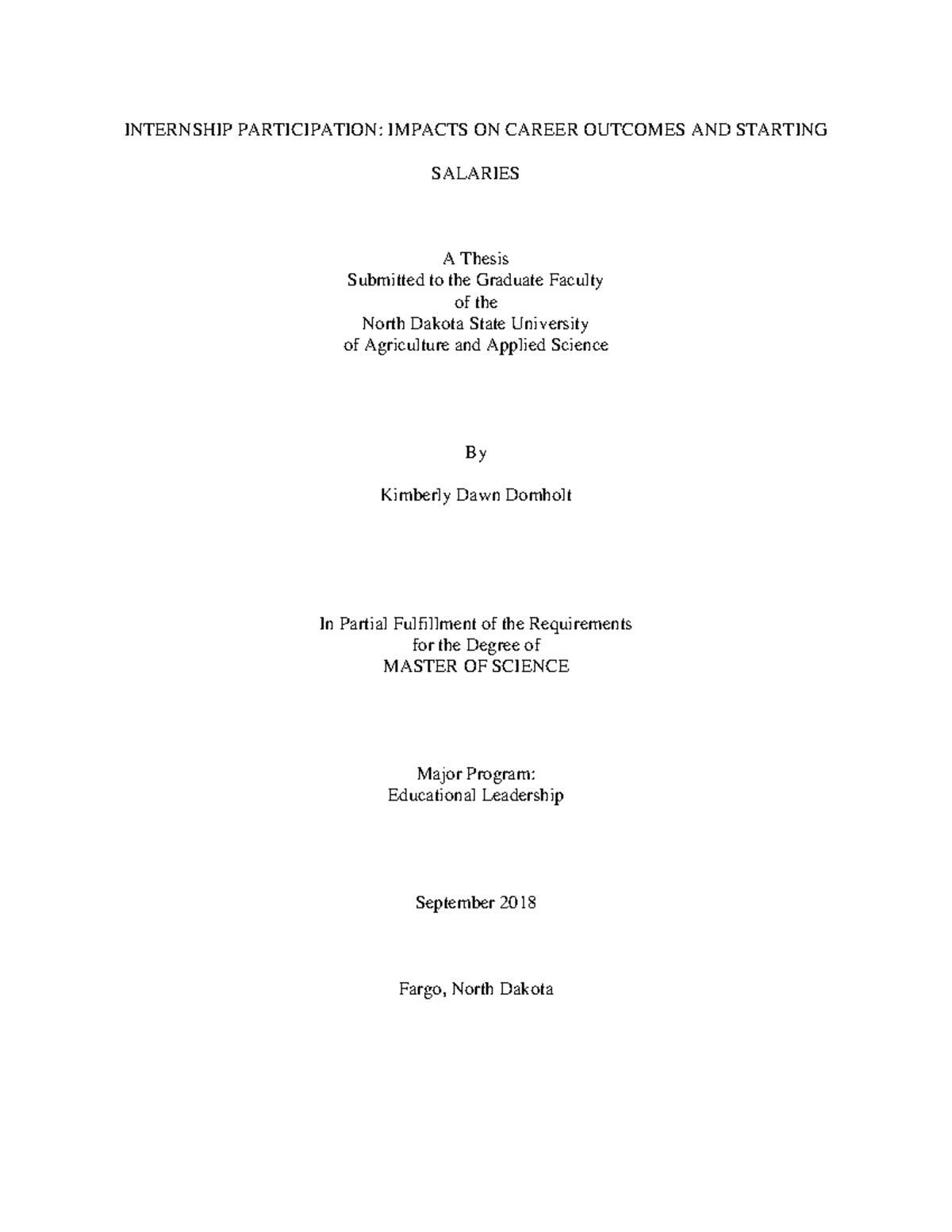 Internship Participation Impacts ON Career Outcomes AND Starting ...