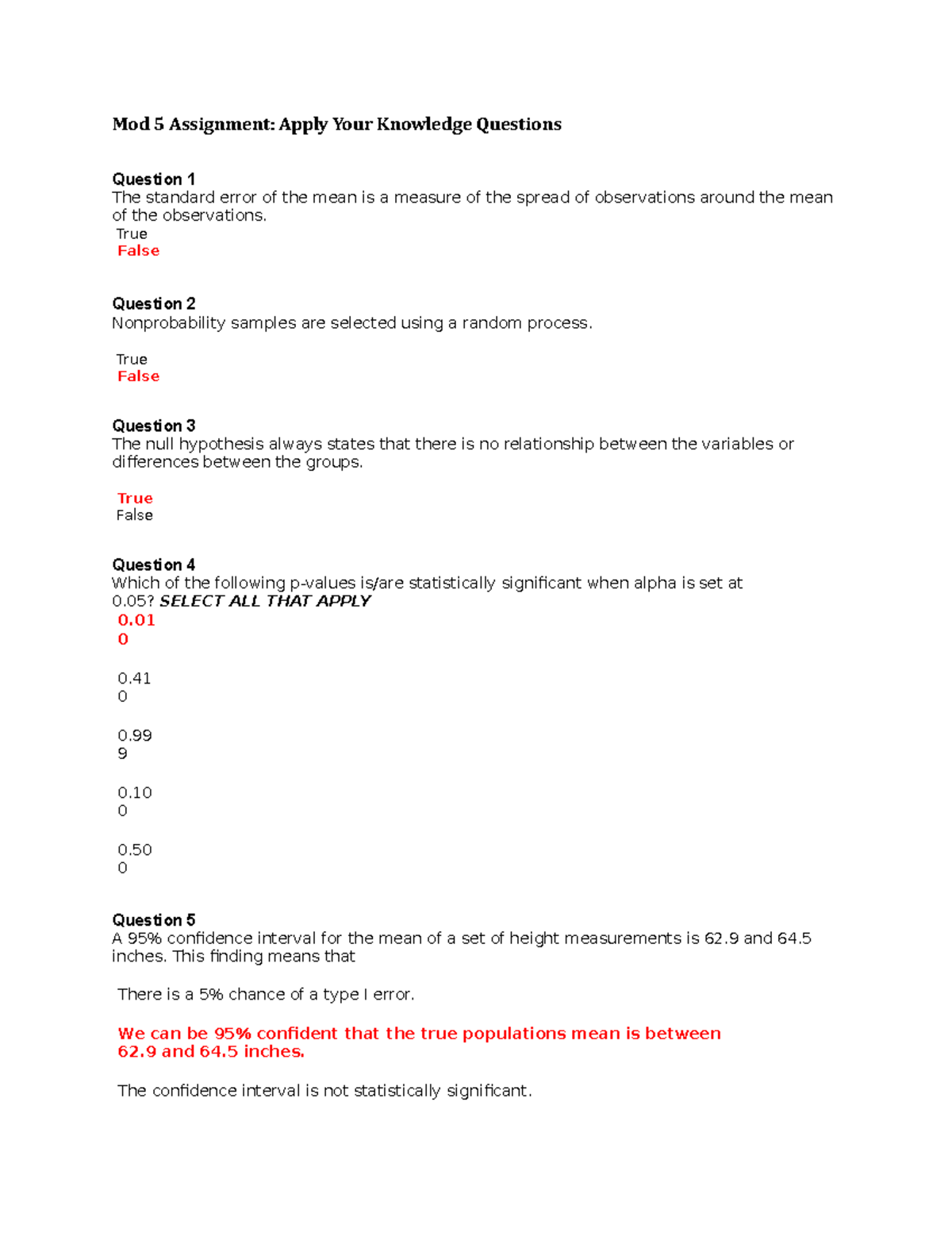 Epidemiology Module Five Quiz Mod 5 Assignment Apply Your Knowledge