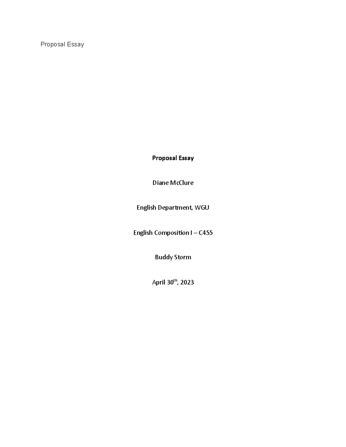 Project Proposal Essay Format