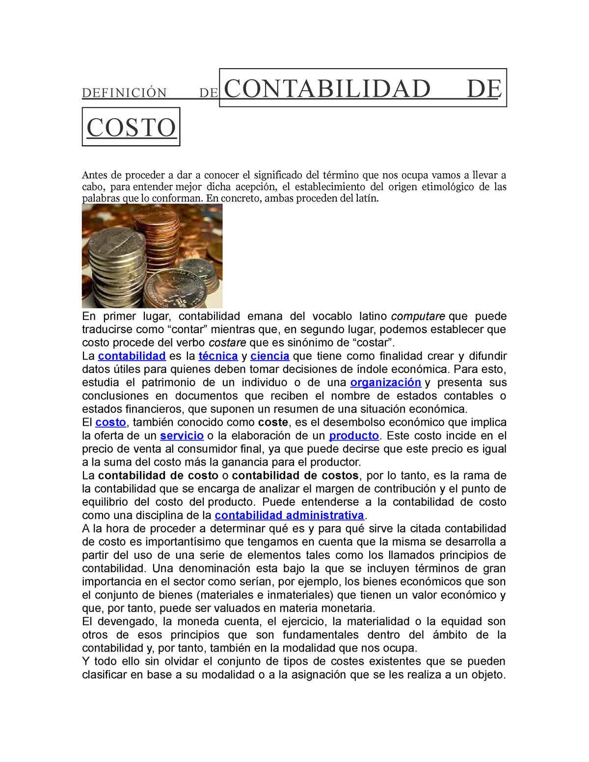 Contabilidad DE Costos - DEFINICIÓN DE CONTABILIDAD DE COSTO Antes De ...