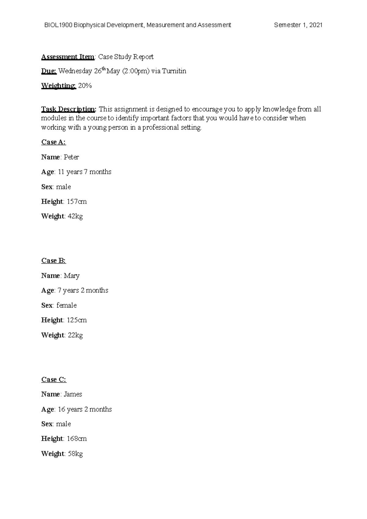 biol1900 case study report