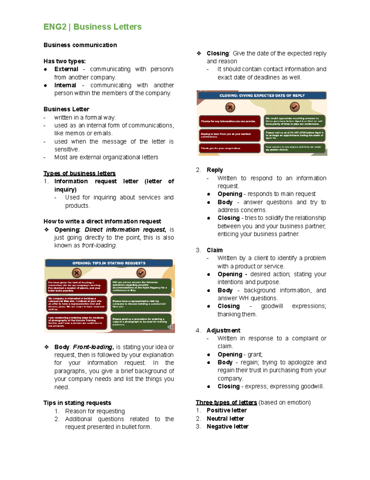 ENG2 Business Letters - ENG2 | Business Letters Business communication ...