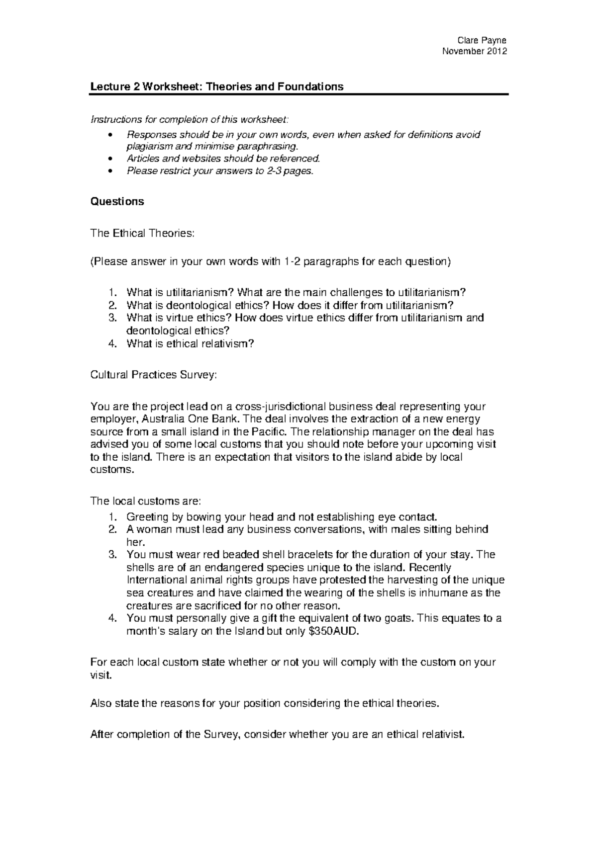 Lecture 2 Theories and Foundations Worksheet - Clare Payne November ...