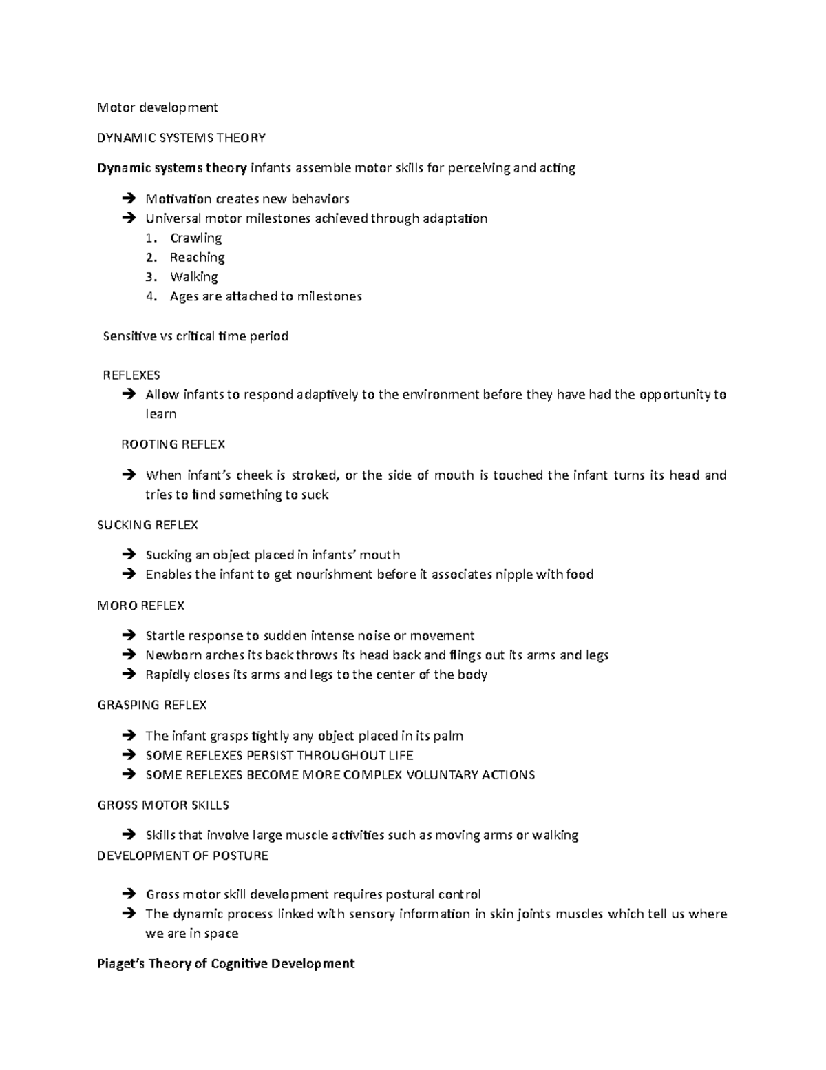 Chapter 5 - notes - Motor development DYNAMIC SYSTEMS THEORY Dynamic ...